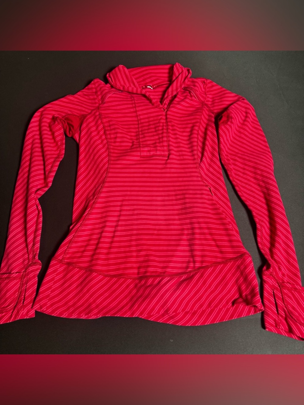 Lululemon Pink Striped Cowl Neck Pullover Thumbholes Athleisure